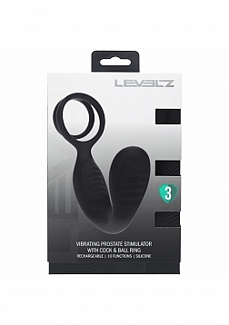 LEVELZ - Vibrating Silicone Prostate Stimulator with Cock & Ball Ring - Black