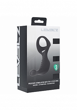 LEVELZ - Vibrating  Silicone Prostate Stimulator with Tri O Cock Ring  - Black