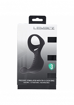 LEVELZ - Vibrating  Silicone Prostate Stimulator with Tri O Cock Ring  - Black
