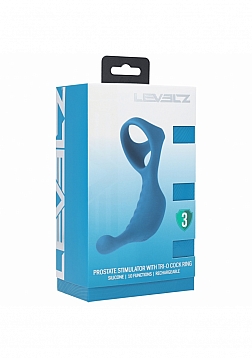 LEVELZ - Vibrating  Silicone Prostate Stimulator with Tri O Cock Ring - Teal
