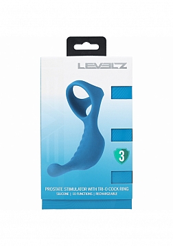 LEVELZ - Vibrating  Silicone Prostate Stimulator with Tri O Cock Ring - Teal