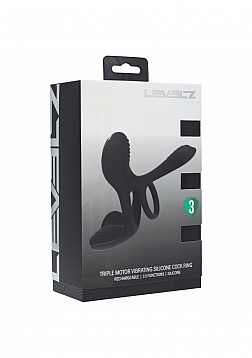 LEVELZ - Triple Motor Vibrating Silicone Cock Ring - Black