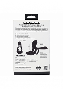 LEVELZ - Triple Motor Vibrating Silicone Cock Ring - Black