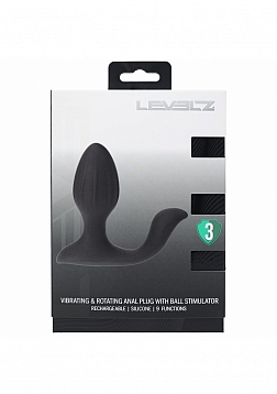 LEVELZ - Vibrating & Rotating Silicone Anal Plug with Ball Stimulator - Black