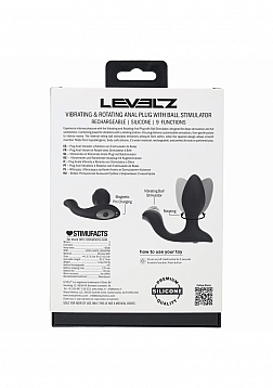 LEVELZ - Vibrating & Rotating Silicone Anal Plug with Ball Stimulator - Black