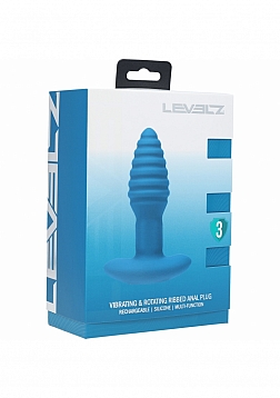 LEVELZ - Remote Control Vibrating & Rotating Ribbed Silicone Anal Plug - Teal