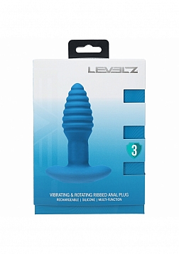 LEVELZ - Remote Control Vibrating & Rotating Ribbed Silicone Anal Plug - Teal