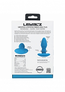 LEVELZ - Remote Control Vibrating & Rotating Ribbed Silicone Anal Plug - Teal