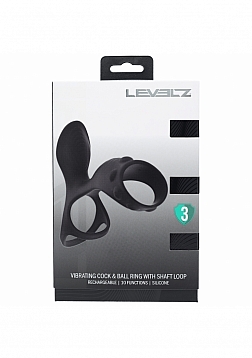 LEVELZ - Vibrating Silicone Cock & Ball Ring with Shaft Loop - Black