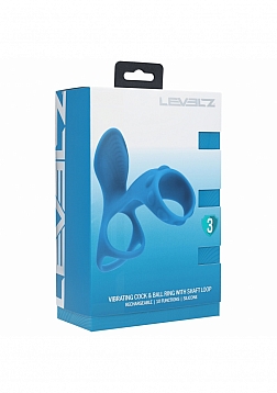 LEVELZ - Vibrating Silicone Cock & Ball Ring with Shaft Loop - Teal