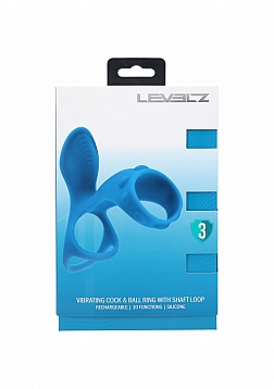 LEVELZ - Vibrating Silicone Cock & Ball Ring with Shaft Loop - Teal