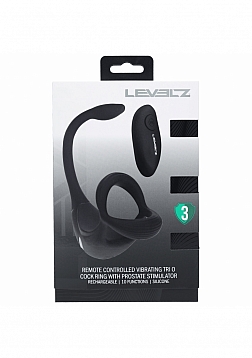 LEVELZ - Remote Control Vibrating Silicone Tri O Cock Ring with Prostate Stimulator - Black