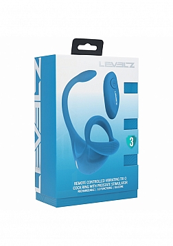 LEVELZ - Remote Control Vibrating Silicone Tri O Cock Ring with Prostate Stimulator - Teal