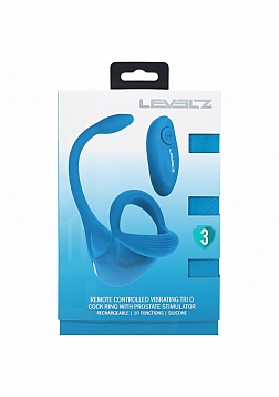 LEVELZ - Remote Control Vibrating Silicone Tri O Cock Ring with Prostate Stimulator - Teal