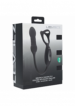LEVELZ - Vibrating & Thrusting Silicone Tri O Cock Ring with Prostate Stimulator - Black