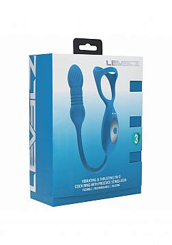 LEVELZ - Vibrating & Thrusting Silicone Tri O Cock Ring with Prostate Stimulator - Teal