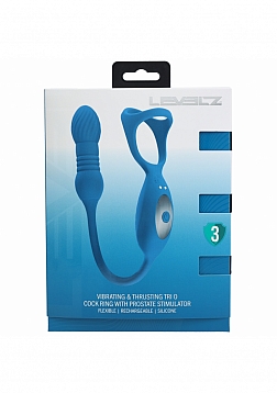 LEVELZ - Vibrating & Thrusting Silicone Tri O Cock Ring with Prostate Stimulator - Teal