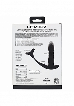 LEVELZ - Vibrating & Thrusting Silicone Prostate Massager with Tri O Cock Ring - Black