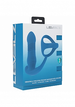 LEVELZ - Vibrating & Thrusting Silicone Prostate Massager with Tri O Cock Ring - Teal