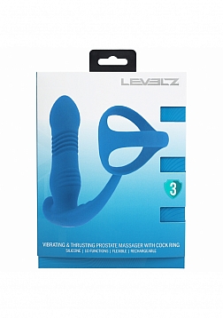 LEVELZ - Vibrating & Thrusting Silicone Prostate Massager with Tri O Cock Ring - Teal