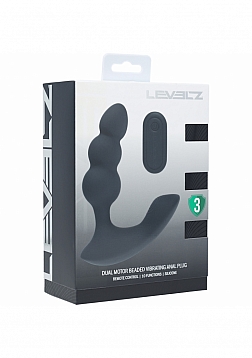 LEVELZ - Dual Motor Remote Control Beaded Vibrating Liquid Silicone Prostate Stimulator - Black