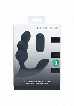 LEVELZ - Dual Motor Remote Control Beaded Vibrating Liquid Silicone Prostate Stimulator - Black