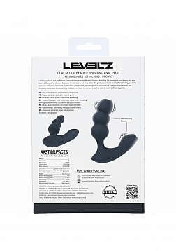 LEVELZ - Dual Motor Remote Control Beaded Vibrating Liquid Silicone Prostate Stimulator - Black