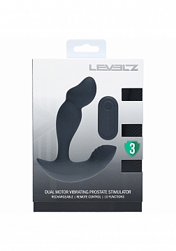 LEVELZ - Dual Motor Remote Control Dual Motor Vibrating Liquid Silicone Prostate Stimulator - Black