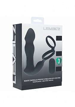 LEVELZ - Remote Control Vibrating, Thrusting & Come-Hither Silicone Prostate Stimulator with Cock Ri