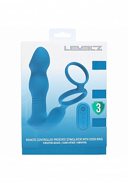 LEVELZ - Remote Control Vibrating, Thrusting & Come-Hither Silicone Prostate Stimulator with Cock Ri