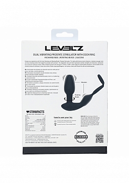 LEVELZ - Dual Vibrating Remote Control & Rotating Beads Silicone Prostate Stimulator with Cock & Bal