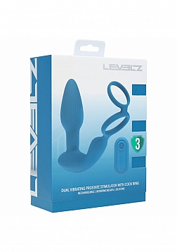 LEVELZ - Dual Vibrating Remote Control & Rotating Beads Silicone Prostate Stimulator with Cock & Bal