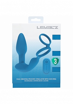 LEVELZ - Dual Vibrating Remote Control & Rotating Beads Silicone Prostate Stimulator with Cock & Bal