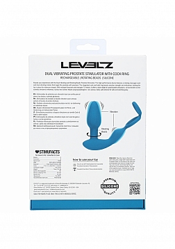 LEVELZ - Dual Vibrating Remote Control & Rotating Beads Silicone Prostate Stimulator with Cock & Bal