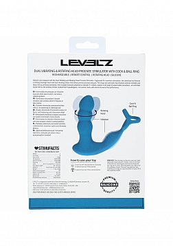 LEVELZ - Dual Vibrating Remote Control & Rotating Head Silicone Prostate Stimulator with Cock & Ball