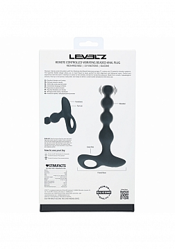 LEVELZ - Remote Control Beaded Vibrating Silicone Anal Plug - Black