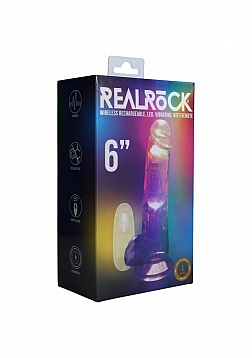 RealRock - Wireless Rechargeable - Remote Control - LED - Vibrating - Regular Straight with Balls 6\