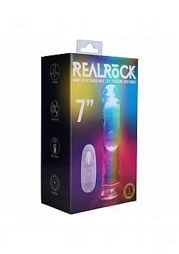 RealRock - Wireless Rechargeable - Remote Control - LED - Vibrating - Regular Straight No Balls 7\
