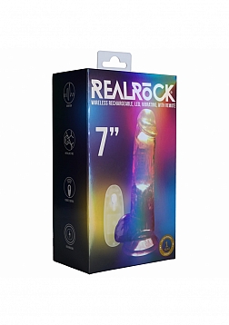 RealRock - Wireless Rechargeable - Remote Control - LED - Vibrating - Regular Straight with Balls 7\