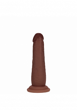 Realrock - Dual Layered - Silicone - Realistic Sliding Skin Dildo 6" - Brown