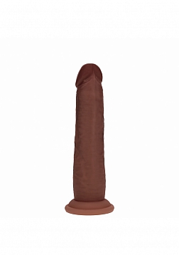 Realrock - Dual Layered - Silicone - Realistic Sliding Skin Dildo 7" - Brown