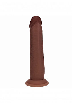 Realrock - Dual Layered - Silicone - Realistic Sliding Skin Dildo 8" - Brown