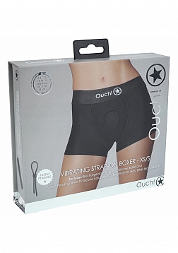 Ouch! Vibrating Strap-on Boxer - Black - XS/S