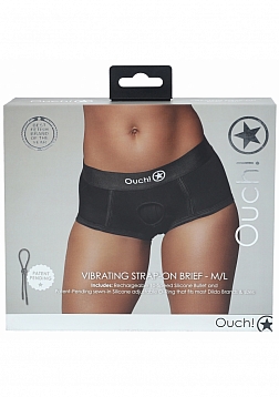 Ouch! Vibrating Strap-on Brief - Black - M/L