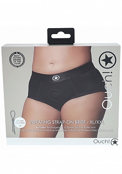 Ouch! Vibrating Strap-on Brief - Black - XL/XXL