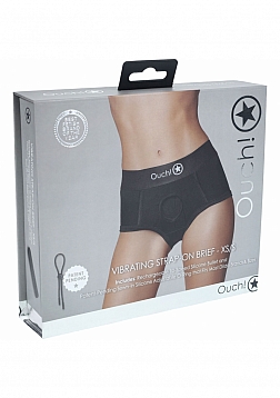 Ouch! Vibrating Strap-on Brief - Black - XS/S