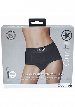 Ouch! Vibrating Strap-on Brief - Black - XS/S