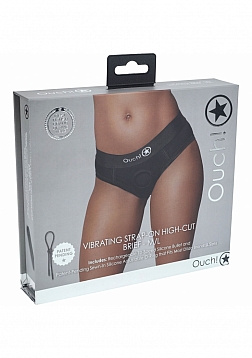 Ouch! Vibrating Strap-on High-cut Brief - Black - M/L