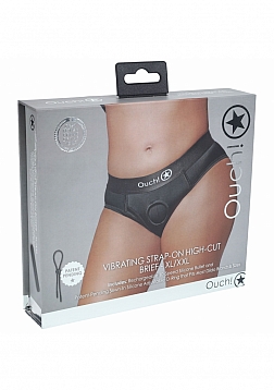 Ouch! Vibrating Strap-on High-cut Brief - Black - XL/XXL