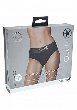 Ouch! Vibrating Strap-on High-cut Brief - Black - XS/S